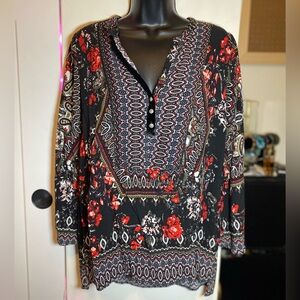 Colleen Lopez Black and Red Floral Tunic